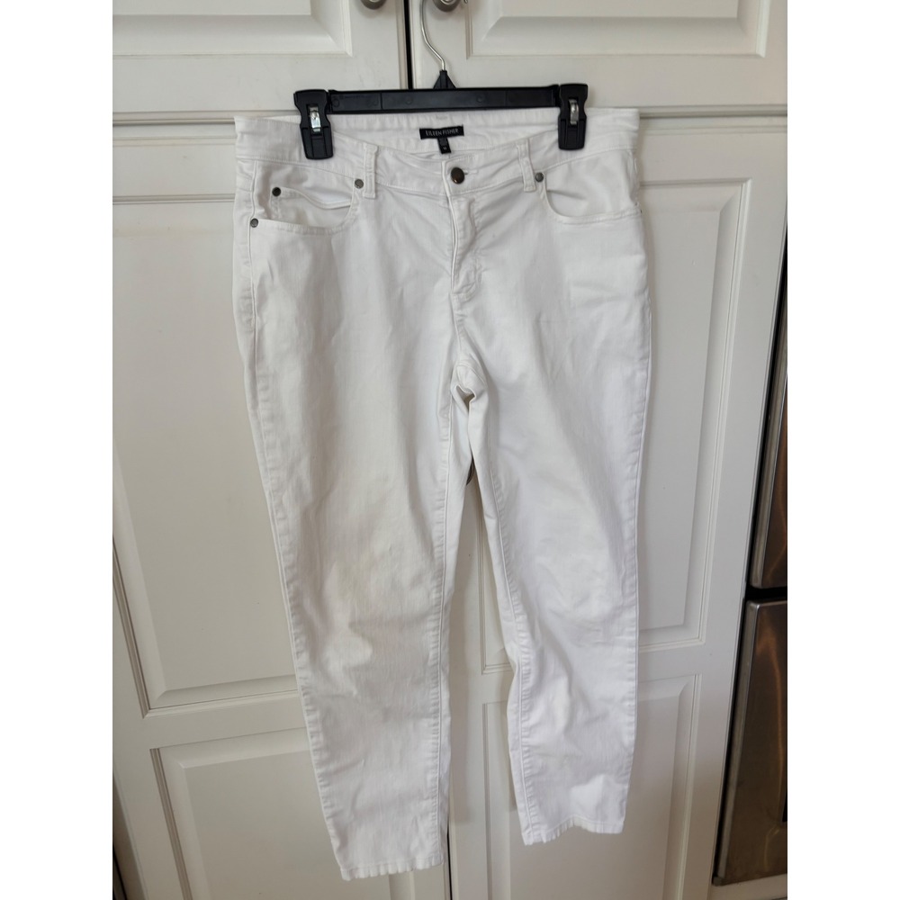 Eileen Fisher White Organic Cotton Stretch Slim Straight Leg Cropped Jeans 10